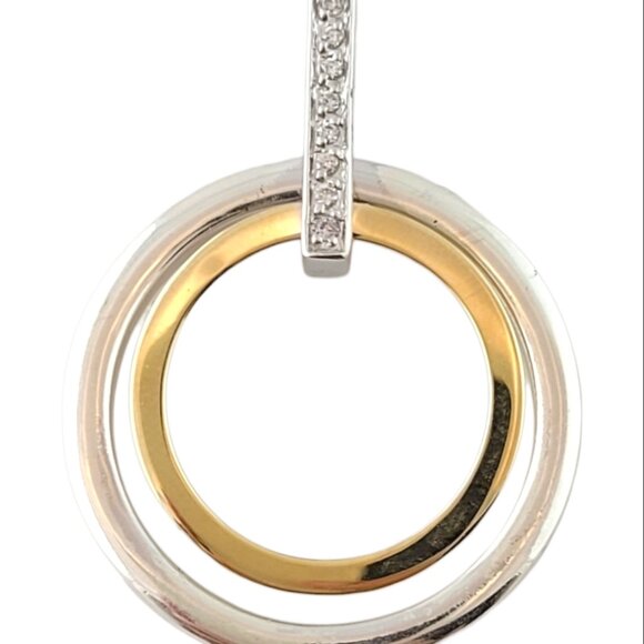 Vintage 14K Yellow Gold & Sterling Silver Diamond Pendant #15201
